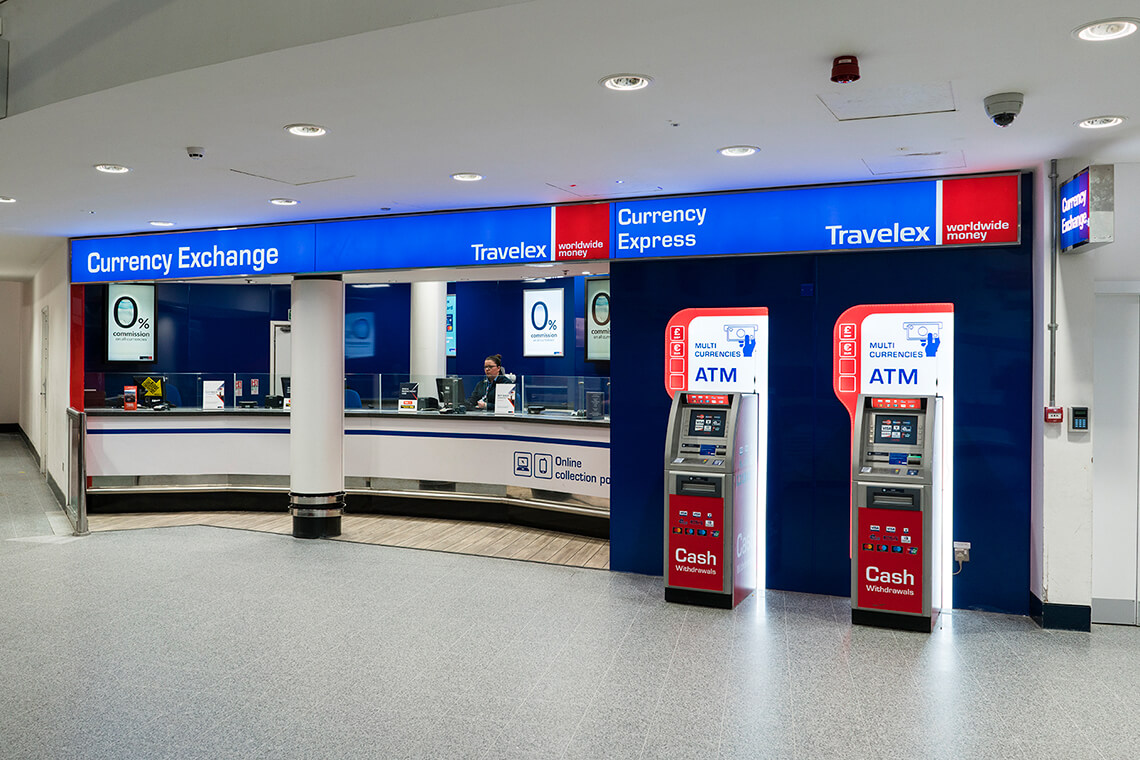 EMA Travelex sign refurbishment