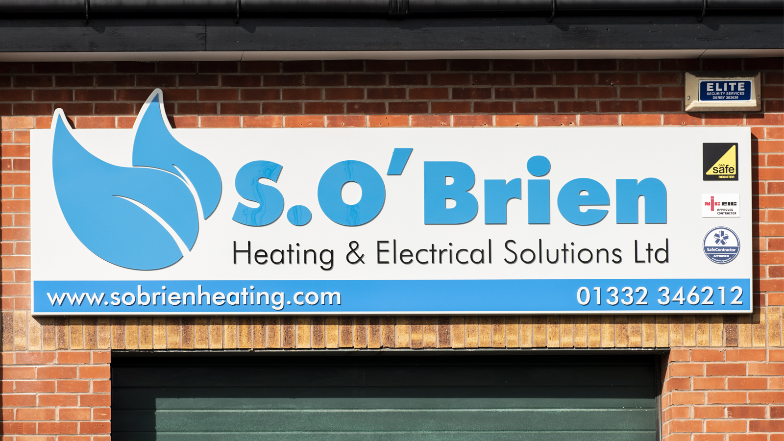 Local Heating & Electrical Business signage in Derby.